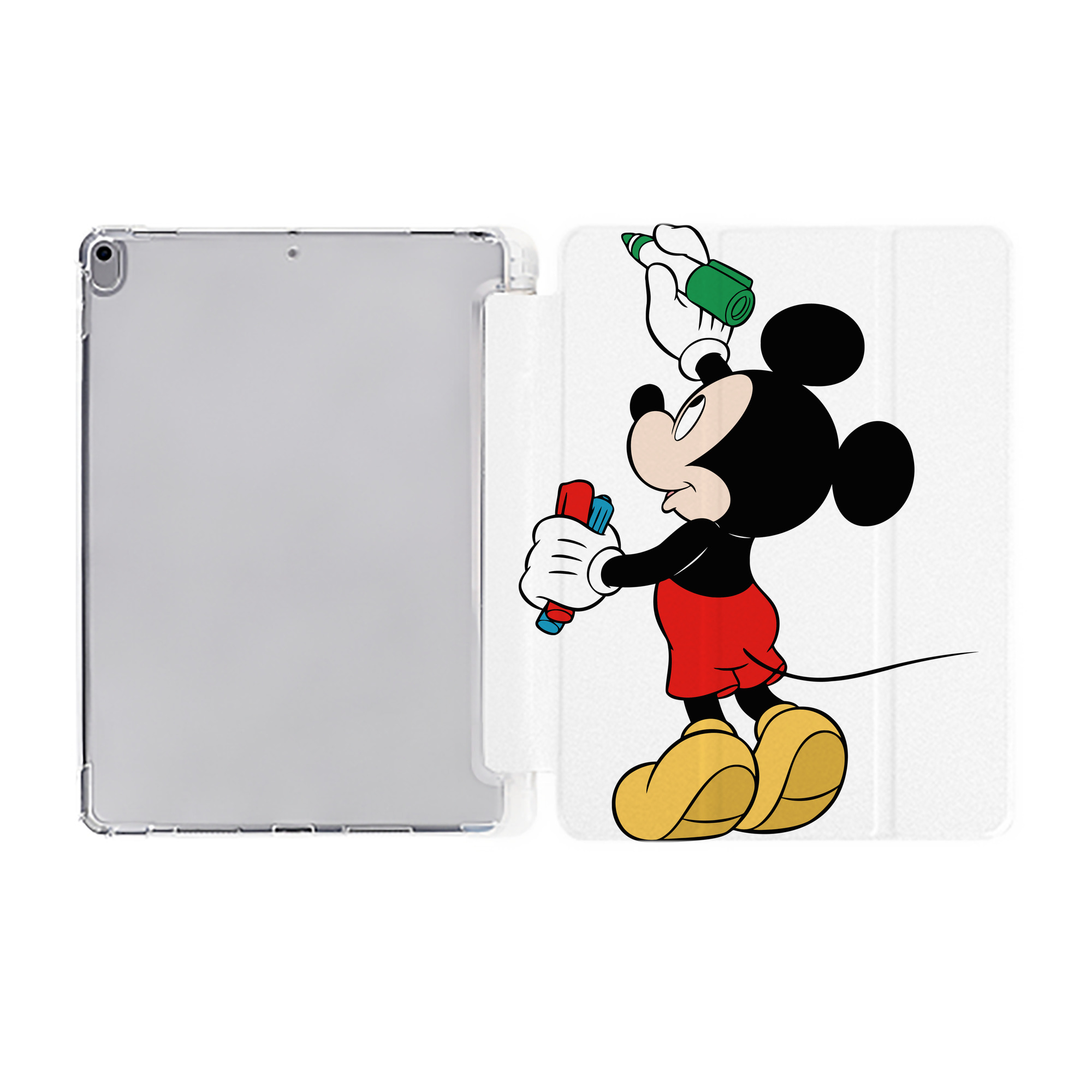 （画像用） ミッキーマウス Mickey Mouse IPad ケース ペン収納付き 三つ折りスタンド PUレザー×シリコン 対応機種9.5/10.5/10.9インチ